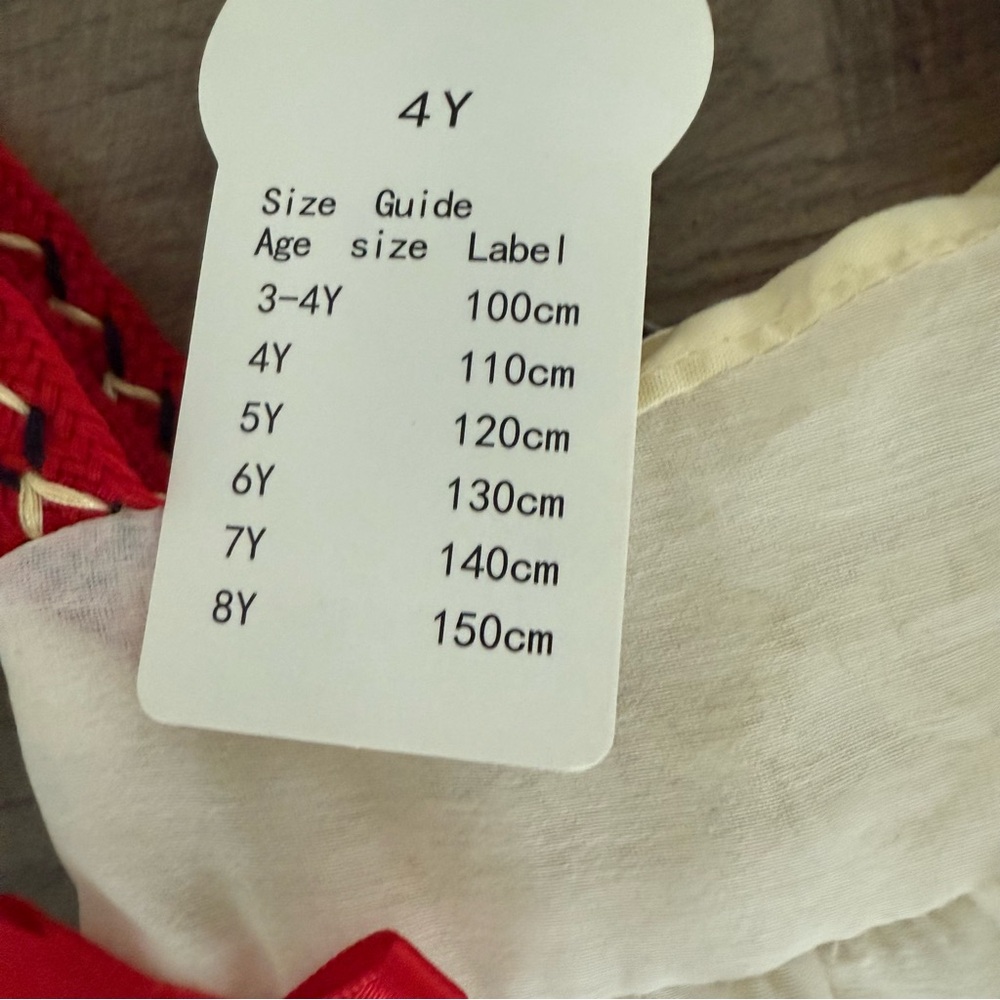 Adorable Cream and Red Kids Dress - Picture 4 of 11